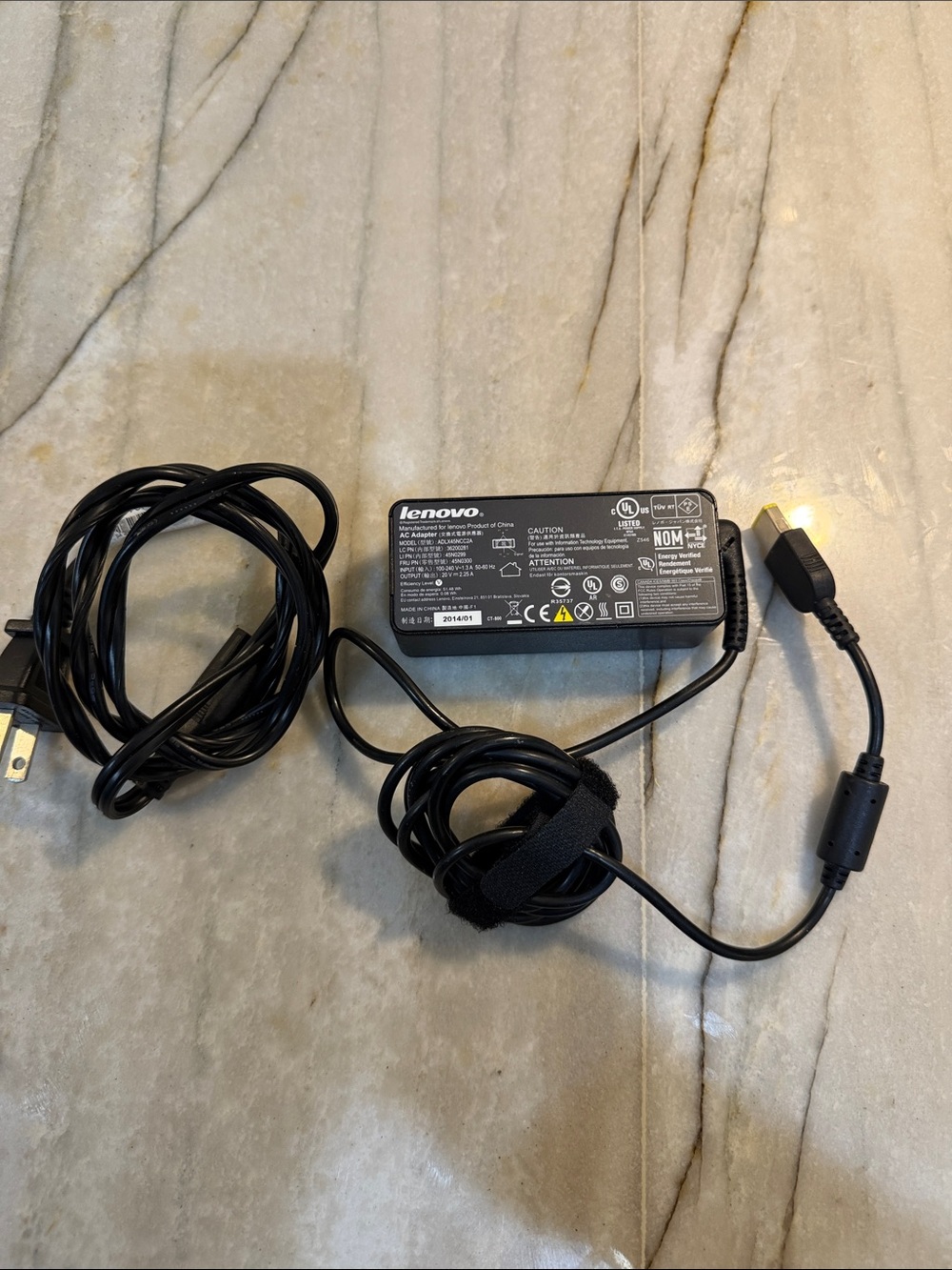 Lenovo 45W AC laptop charger adapter, model ADLX45NCC2A